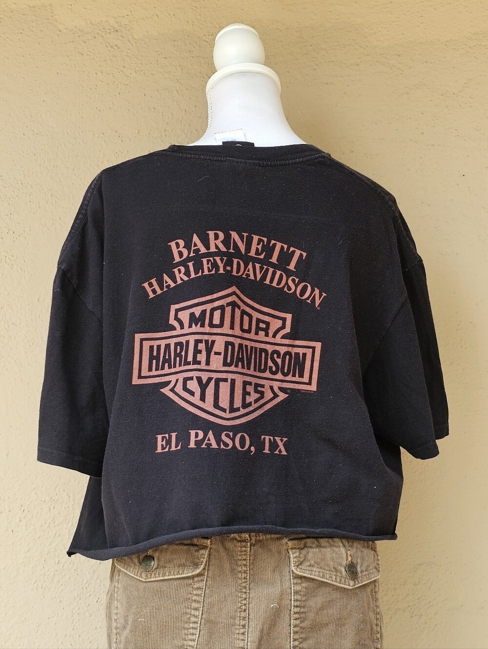 Harley Davidson El Paso, Texas Distressed & Cropped Motorcycle Tee SZ XL - Picture 4 of 6